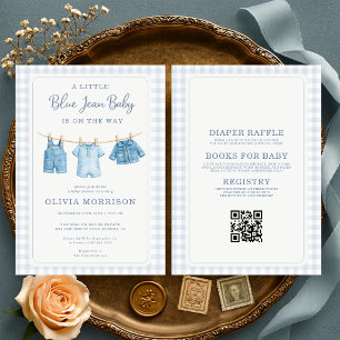 All in One Clothesline Blue Jean Baby Baby Shower  Invitation
