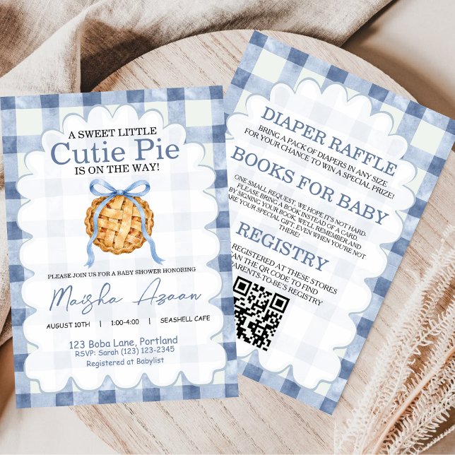 All In One Cutie Pie Bow Gingham Fall Baby Shower Invitation (Creator Uploaded)