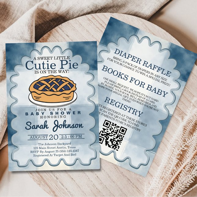 All In One Cutie Pie Bow Gingham Fall Baby Shower Invitation (Creator Uploaded)