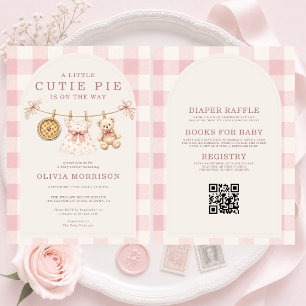 All in One Cutie Pie Pink Clothesline Baby Shower Invitation