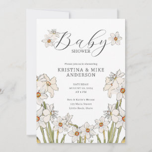 All in One Daffodil Spring QR Code Baby Shower Invitation