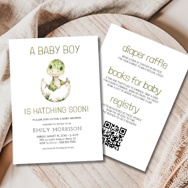 All in One Dinosaur Hatching Soon Baby Boy Shower Invitation (Creator Uploaded)