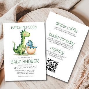 All in One Dinosaur Hatching Soon Baby Shower Invitation