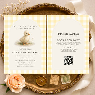 All in One Duckling Duck Gingham Baby Shower Invitation