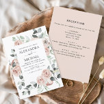 All in One Dusty Pink Floral Eucalyptus Wedding Invitation<br><div class="desc">Dusty Pink Floral Roses and Eucalyptus Botanical Greenery Watercolor Wedding Spring or Summer Wedding Invitations - includes beautiful and elegant script typography with modern tropical botanical flowers and greenery for the special Wedding day celebration.</div>