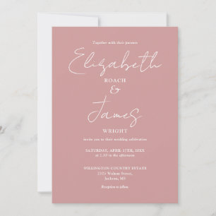 All In One Dusty Rose Minimalist Elegant Wedding Invitation