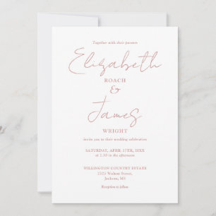 All In One Dusty Rose Minimalist Elegant Wedding Invitation
