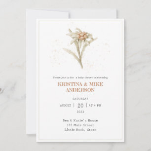 All in One Edelweiss Flower Baby Shower Invitation