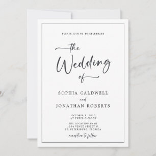 All in One Elegant Black and White Wedding Invitation