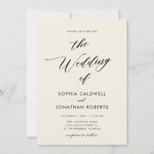 All in One Elegant Black Calligraphy Wedding Invitation