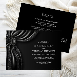 All in One Elegant Black Curtain Wedding Invitation