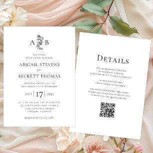 All In One Elegant Botanical Monogram Wedding Invitation