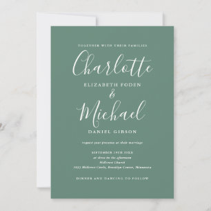 All In One Elegant Modern Eucalyptus Green Wedding Invitation