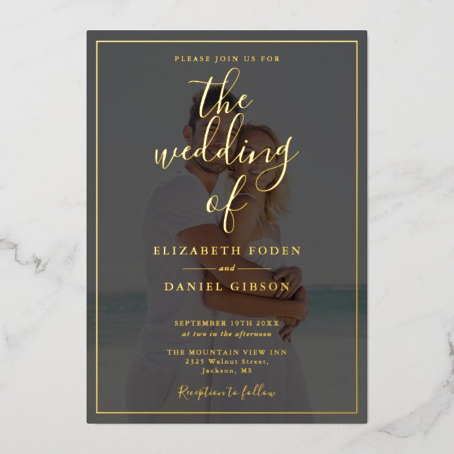 All In One Elegant Script Photo Wedding Gold (Front)