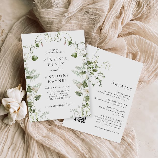 All In One Elegant Watercolor Wildflowers Wedding Invitation (Creator Uploaded)