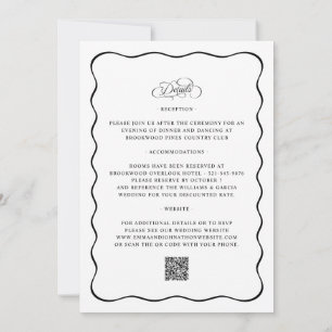 All In One Elegant Wedding QR Black Calligraphy Invitation