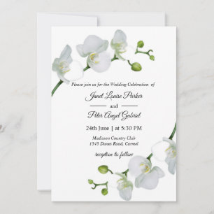 All in one.Elegant white orchids Wedding Invitation
