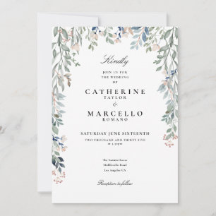 All In One Elegant Wildflowers Floral Wedding Invitation