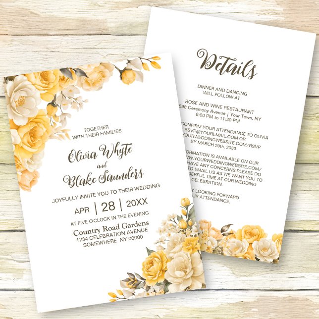 All In One Elegant Yellow Floral Wedding Invitation (Creator Uploaded)