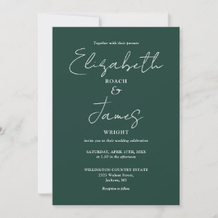 All In One Emerald Minimalist Elegant Wedding Invitation