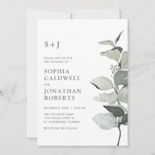 All in One Eucalyptus Botanical Sage Wedding Invitation