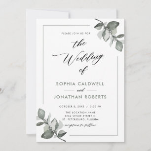 All in One Eucalyptus Calligraphy Wedding Invitation