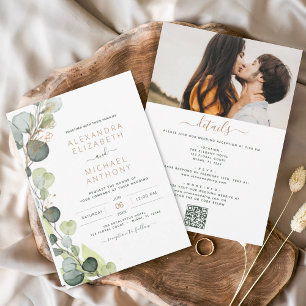 All in One Eucalyptus Greenery QR Code Wedding Invitation