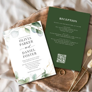All in One Eucalyptus QR Code Greenery Wedding Invitation