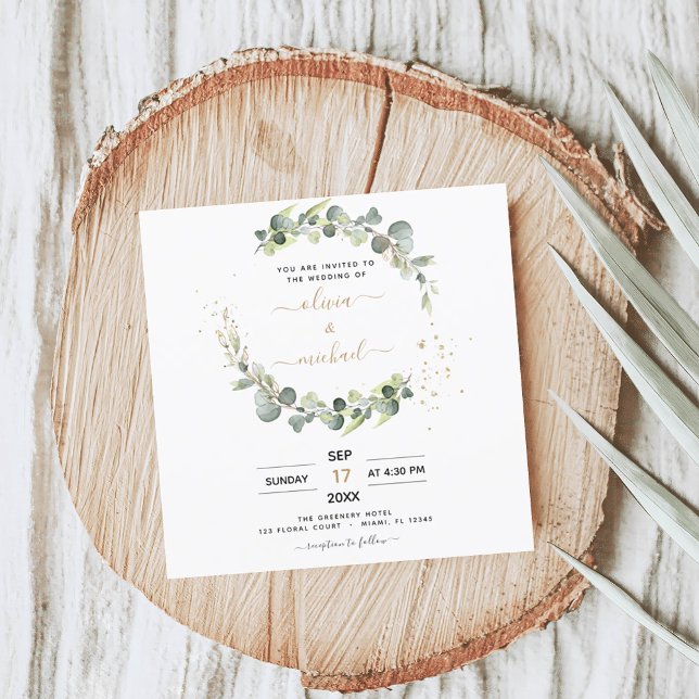 All in One Eucalyptus QR Code Greenery Wedding Invitation (Creator Uploaded)