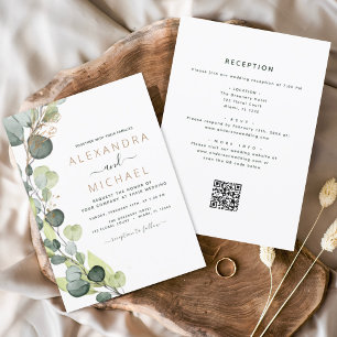 All in One Eucalyptus QR Code Wedding Greenery Invitation