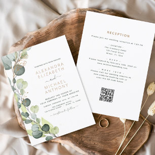 All in One Eucalyptus QR Code Wedding Greenery Invitation