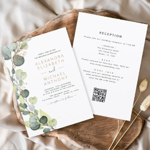 All in One Eucalyptus QR Code Wedding Greenery Invitation