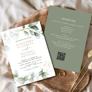 All in One Eucalyptus QR Code Wedding Greenery Invitation