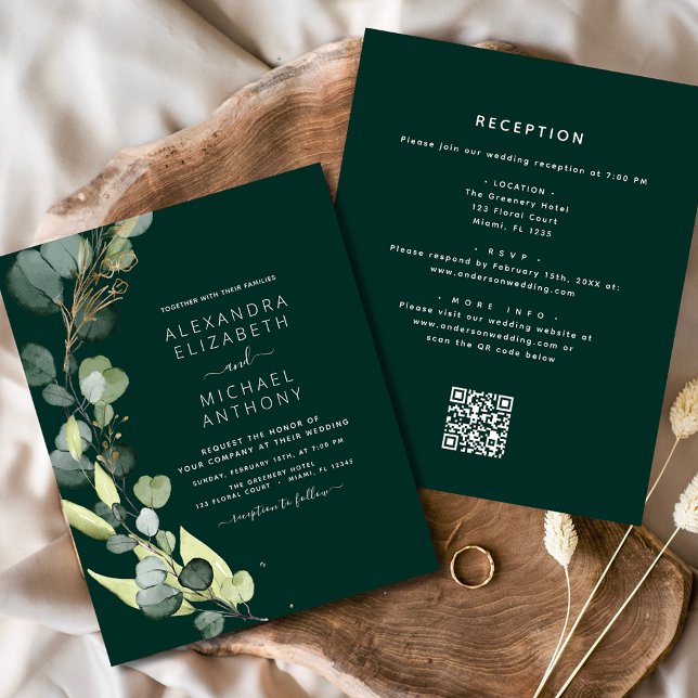 All in One Eucalyptus QR Code Wedding Invitation (Creator Uploaded)