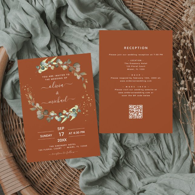 All in One Eucalyptus QR Code Wedding Invitation (Creator Uploaded)