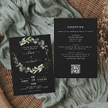 All in One Eucalyptus QR Code Wedding Invitation<br><div class="desc">Budget All in One Black QR Code Eucalyptus Greenery Succulent Botanical Watercolor Spring Wedding Invitations on White background - includes beautiful and elegant script typography with modern botanical leaves and greenery for the special Wedding day celebration.</div>