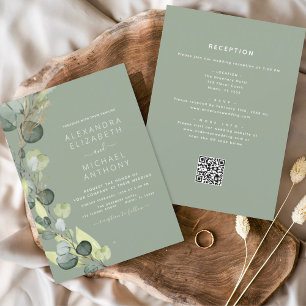 All in One Eucalyptus QR Code Wedding Invitation