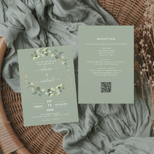 All in One Eucalyptus QR Code Wedding Invitation Flyer
