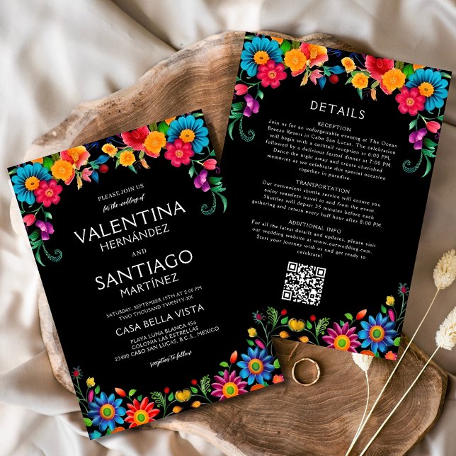All in One Floral Mexican Colourful Fiesta Wedding Invitation (Creator Uploaded)