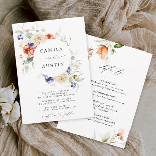All In One Garden Floral Circle Frame Wedding Invitation