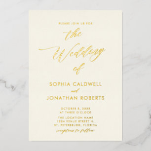 All in One Gold Calligraphy on Cream Wedding