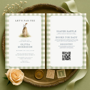 All in One Golf Par-Tee Gingham Green Baby Shower Invitation
