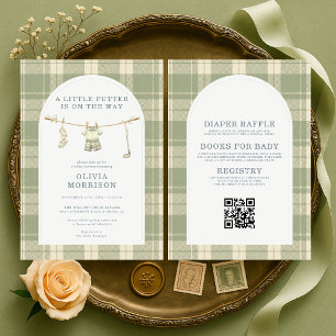 All in One Golf Preppy Plaid Baby Shower Invitation