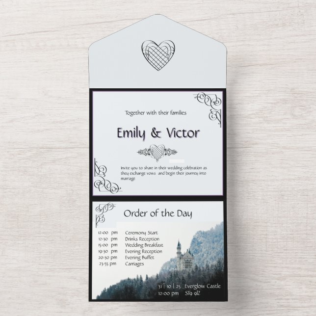 All in One Gothic Style Wedding Invite (Inside)
