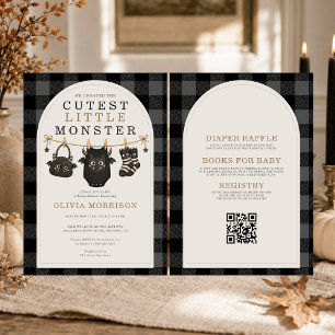 All in One Halloween Goth Clothesline Baby Shower Invitation
