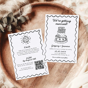 All In One Hand Drawn Whimsical QR Code Wedding Invitation