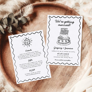All In One Hand Drawn Whimsical Quirky Wedding Invitation