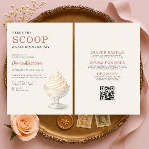 All in One Here's the Scoop Ice Cream Baby Shower  Invitation