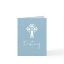 All In One Invitation For Baptism Cross Sky Blue