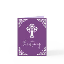 All In One Invitation For Baptism Cross Sweet Plum